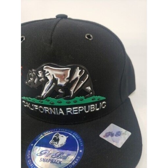 California Republic Pit Bull Snapback Hat Cali Bear NEW Black Collectible - Picture 3 of 14